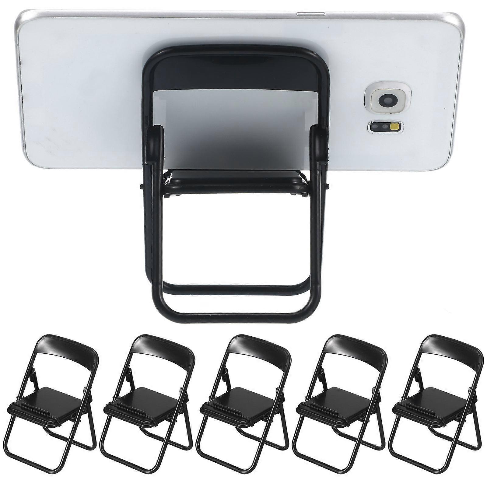 Black Miniature Dollhouse Folding Chairs for 24Pcs Decor Model