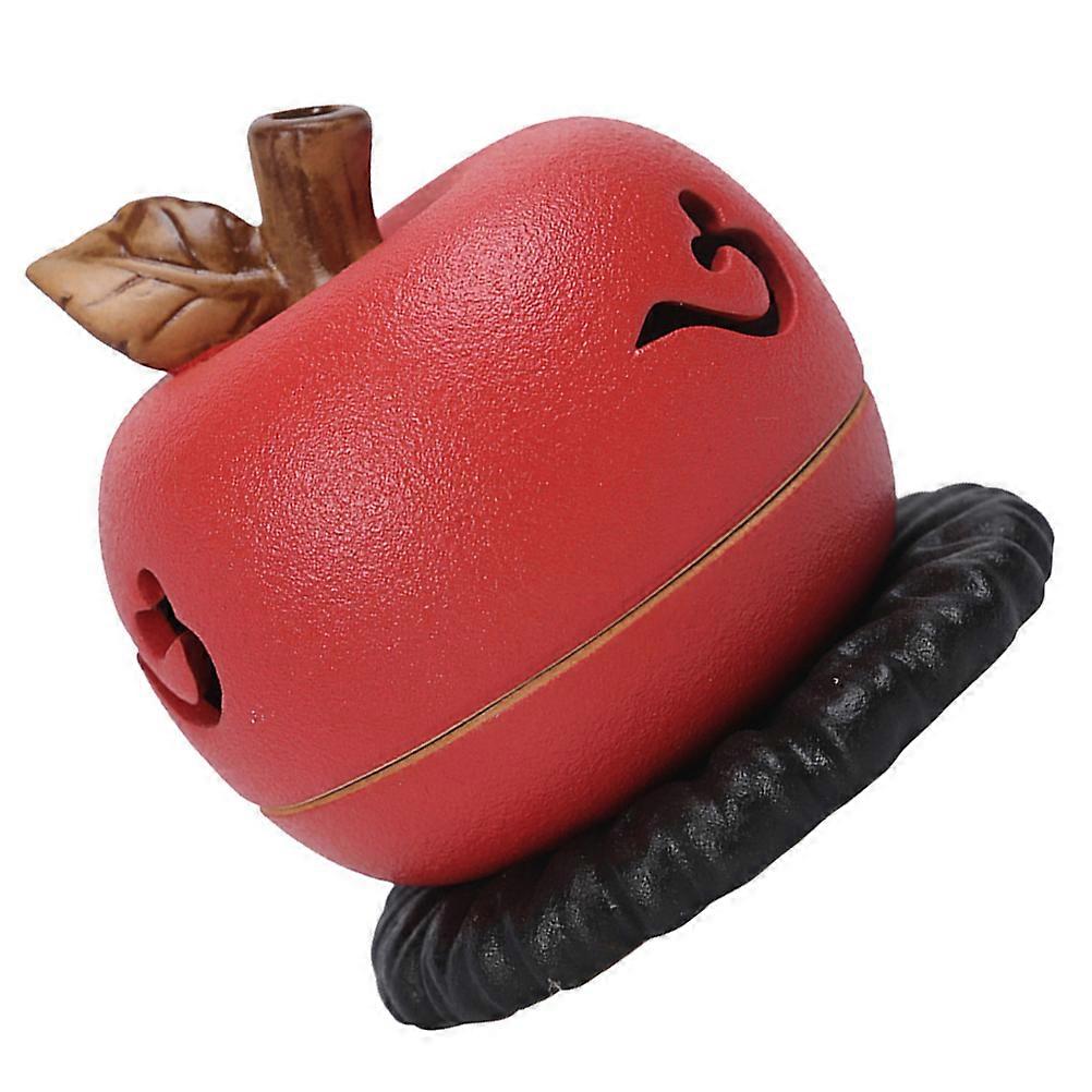 Ceramic Apple Incense Burner for Office Decor 3Pcs Red Decorative Set