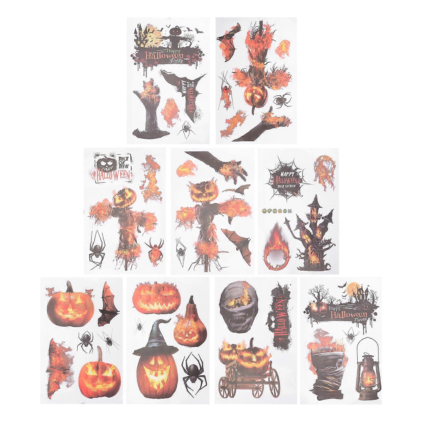 Halloween Theme Skull Static Stickers for Decor 9 Sheets PVC Material