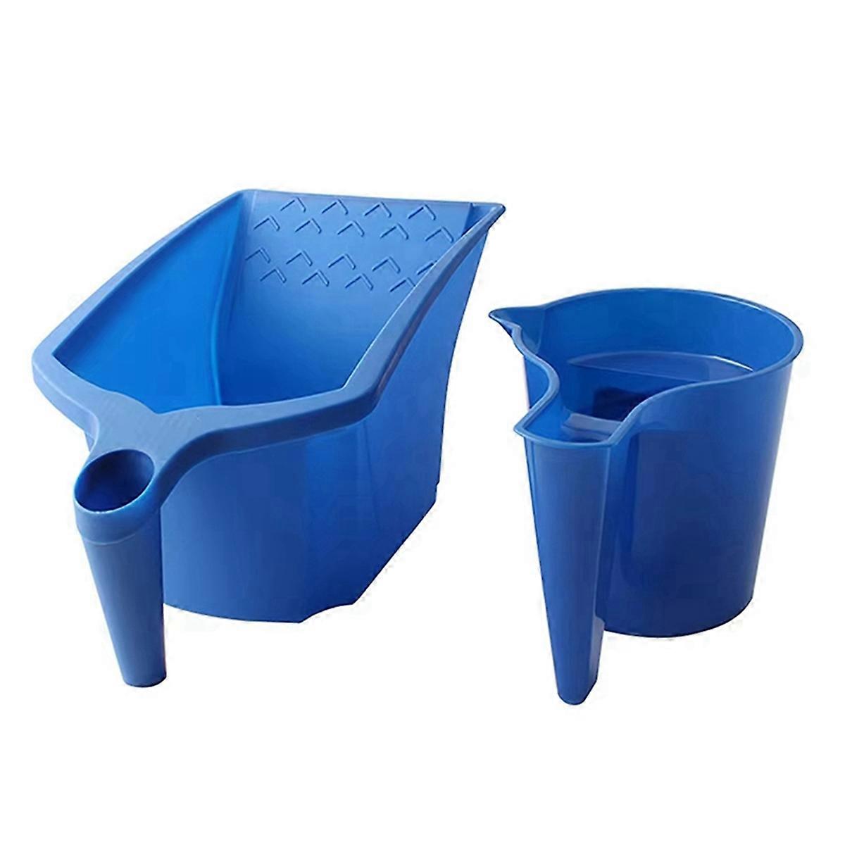 2 Pcs Roller Brush Holding Paint Cup Construction Blue Plastic Paint