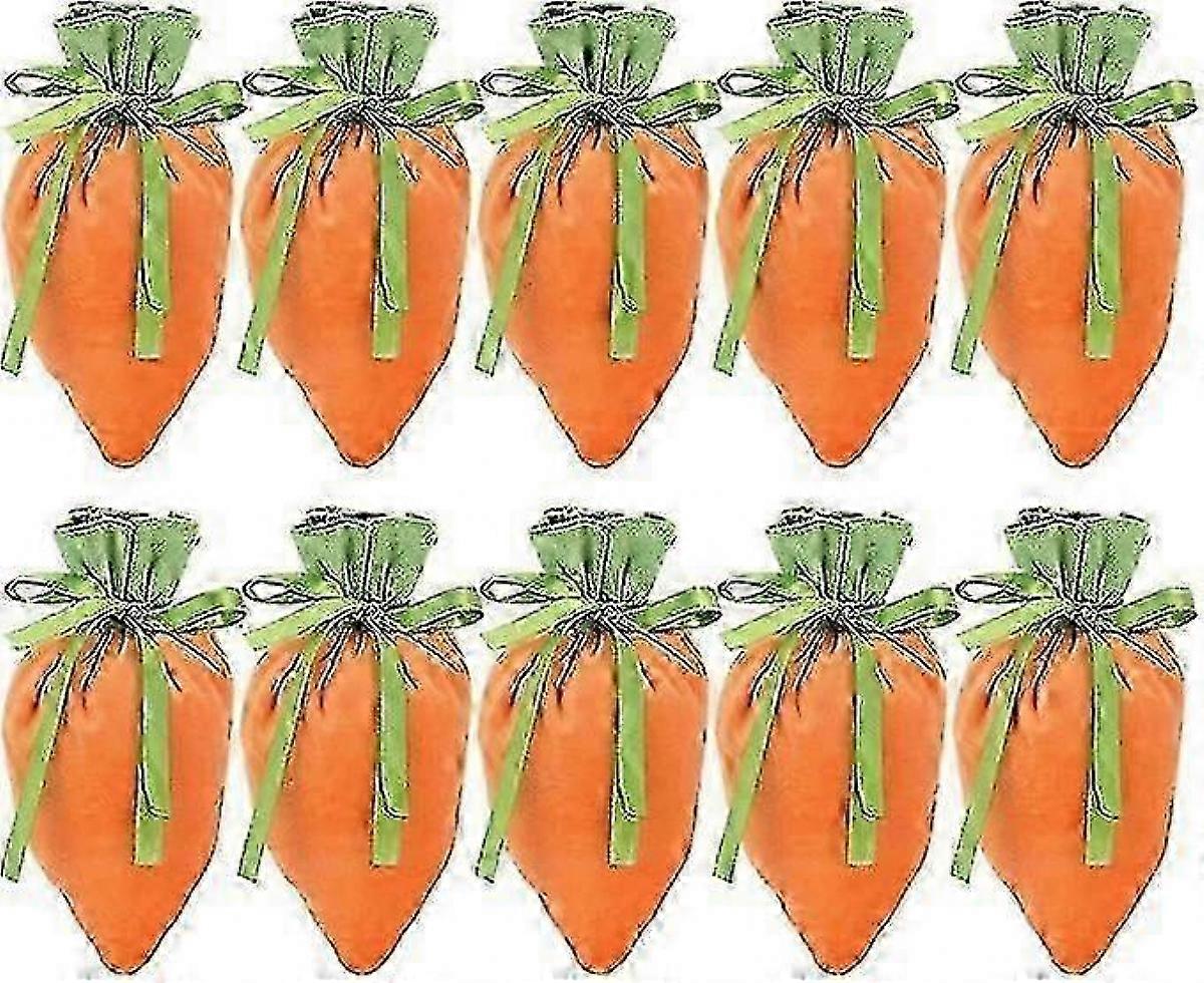 Velvet Carrot Bags for Easter - Bunny Gift Drawstring Pouches