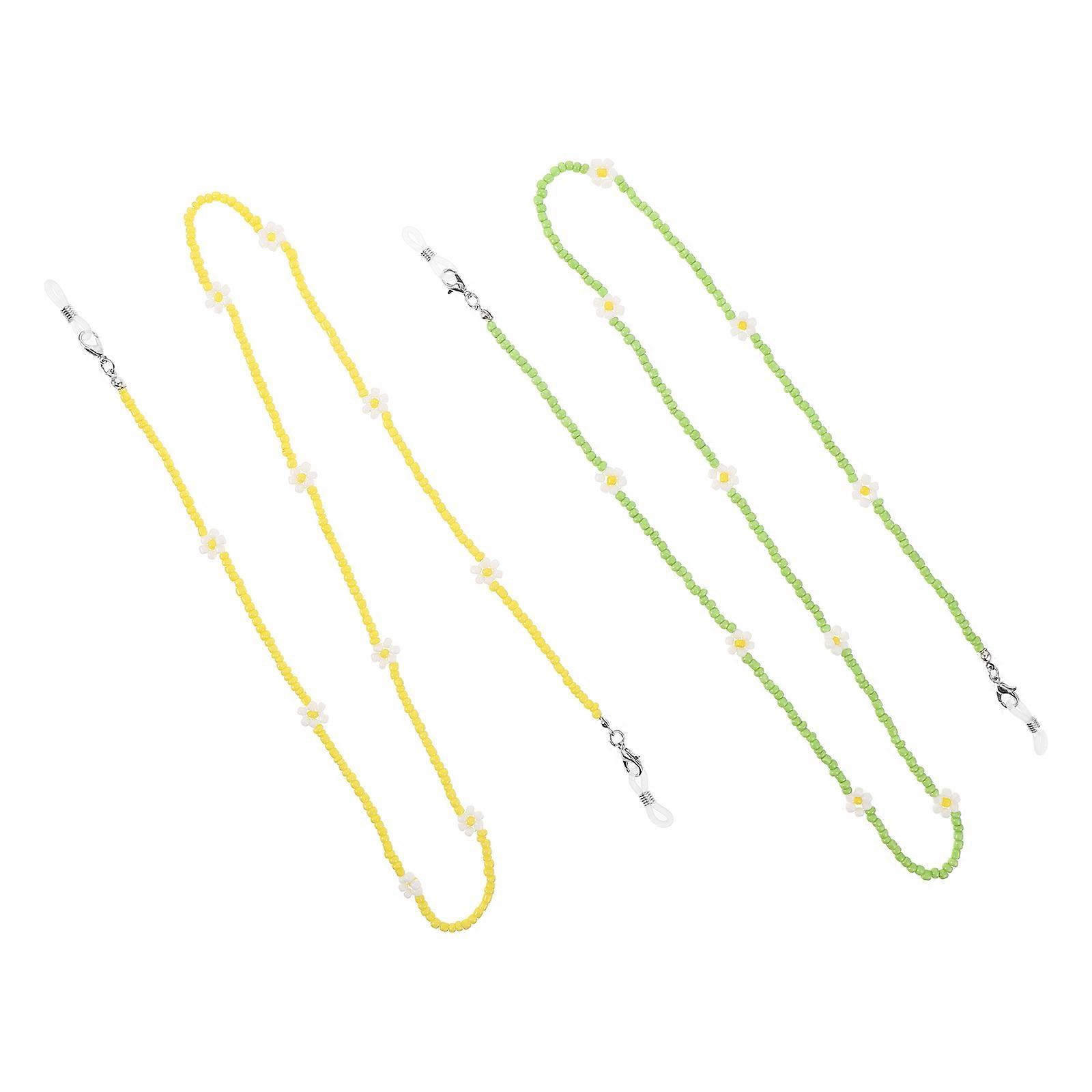 Durable Beaded Eyeglass Chains for Eyeglass 4Pcs Handmade Colorful Flower Design