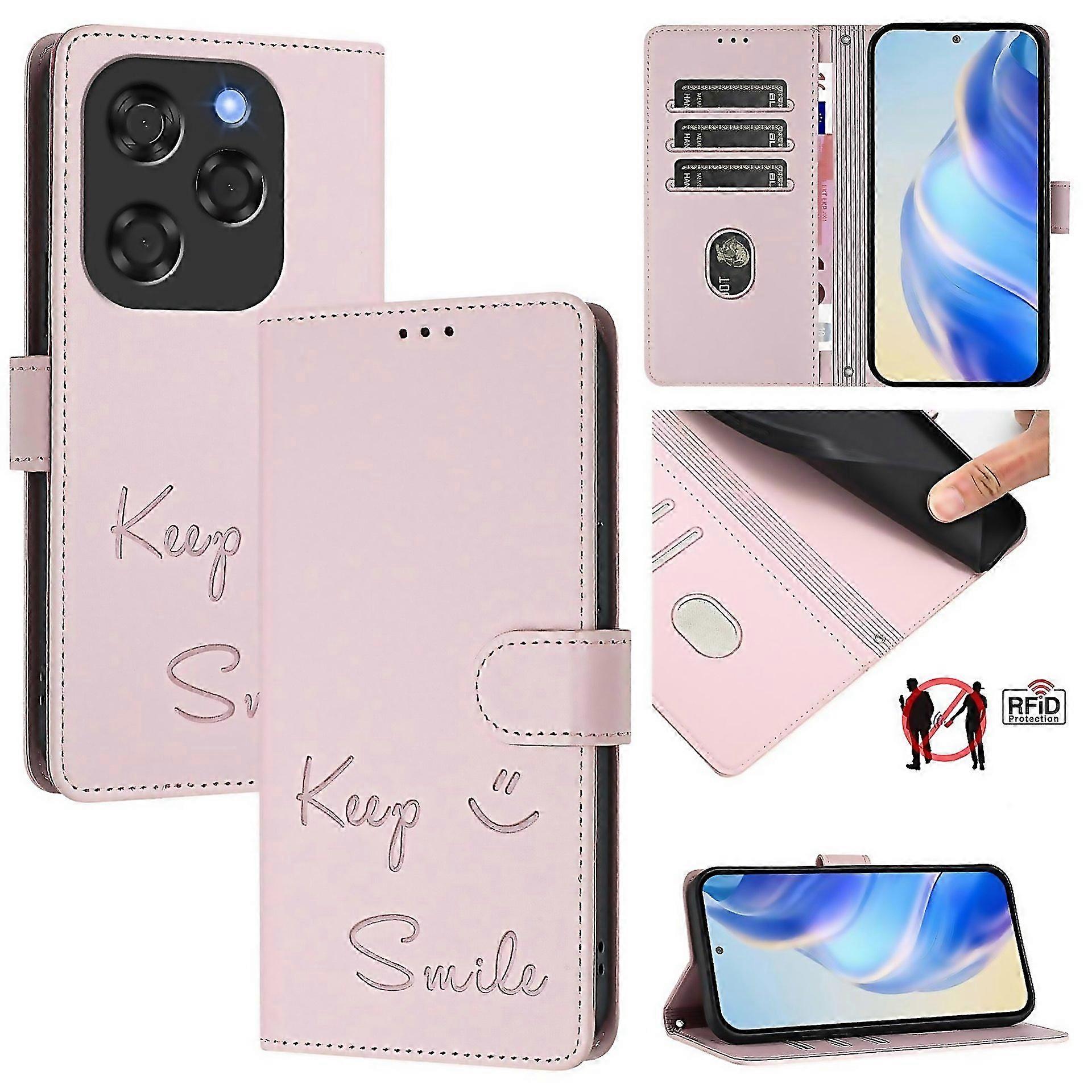 For Smile Embossing Rfid Leather Phone Suitable For Everyday Use