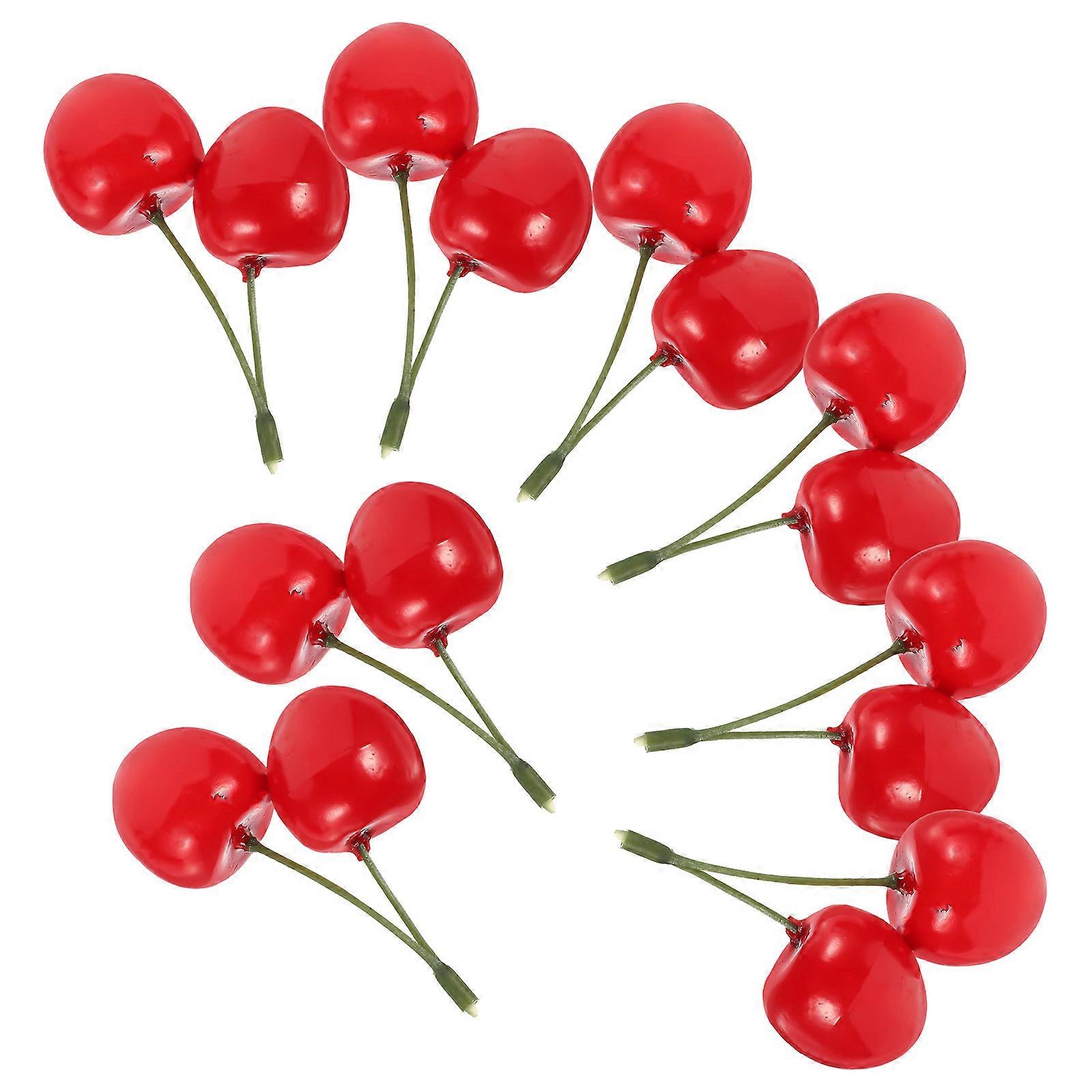 Artificial Cherry Model Cherry Fruit Model for Decor 40Pcs Red Plastic