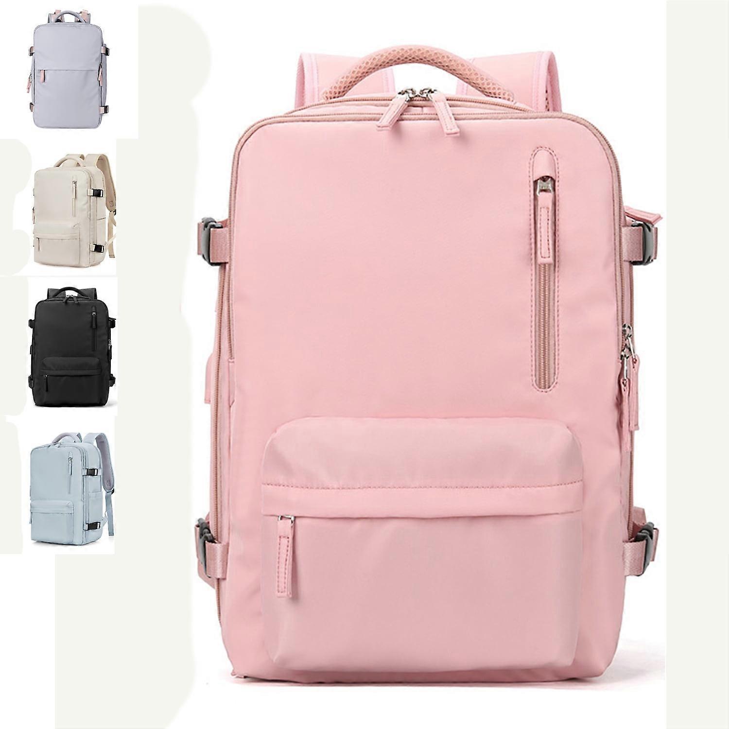 Women's Travel Backpack Notebook Expandable Lightweight With Shoe Bag Waterproof Multifunctional Backpacks(Pink)