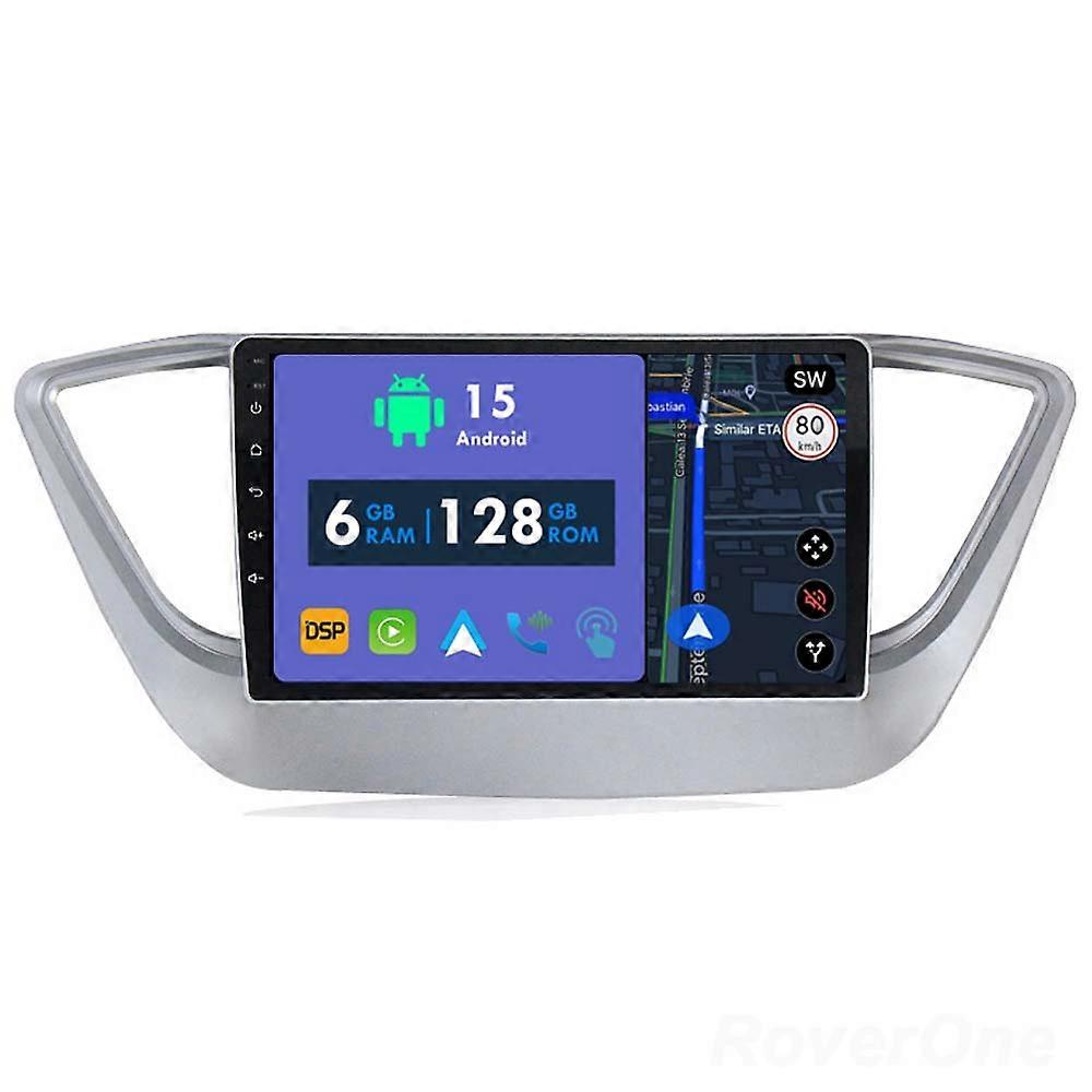 Car Radio 6G+128G CarPlay GPS Navigation Head Unit for Hyundai Solaris 2 Verna 2016 - 2020 Android Auto Bluetooth Stereo Touch Screen
