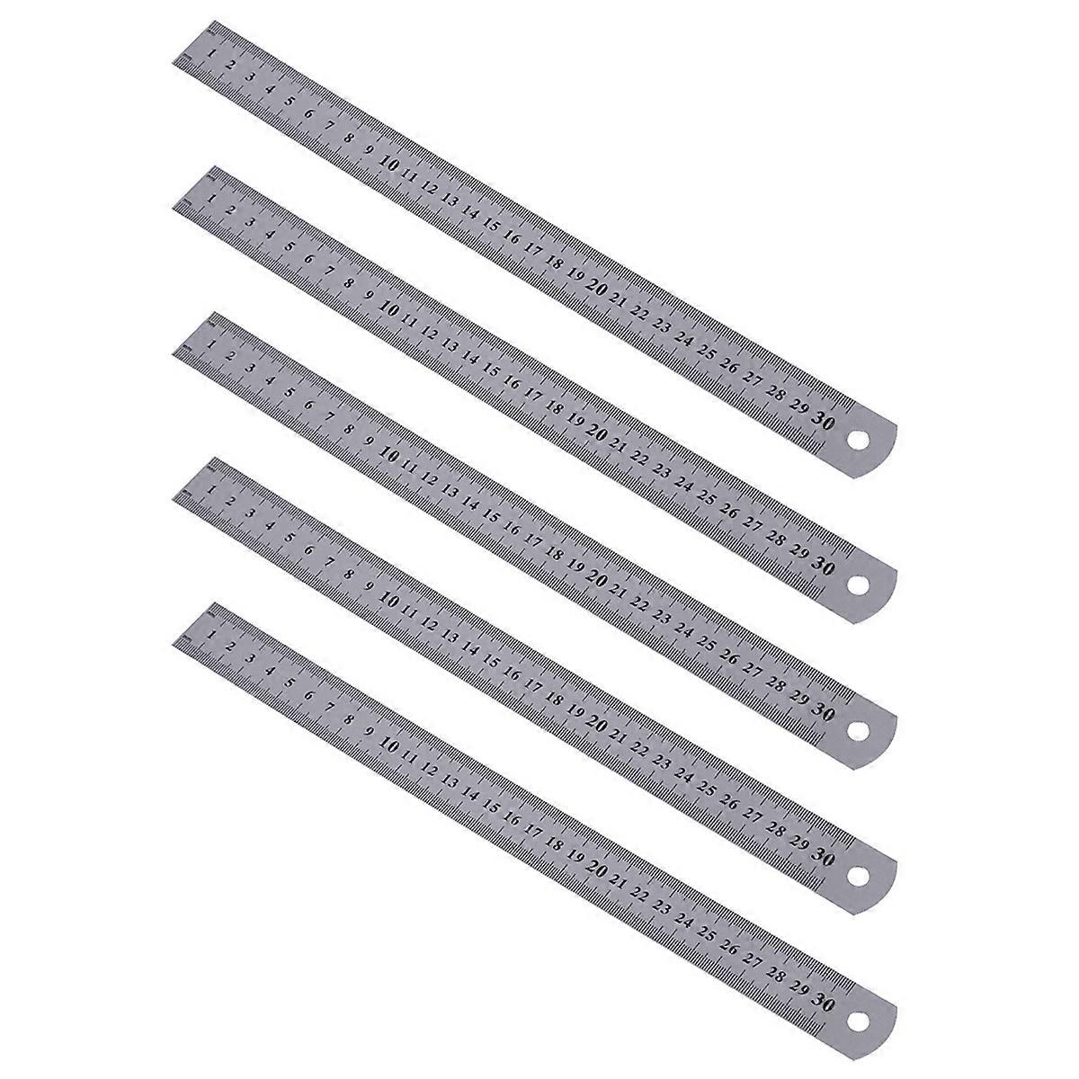 5X Stainless Steel Ruler Measure Metric Function 30cm 12Inch
