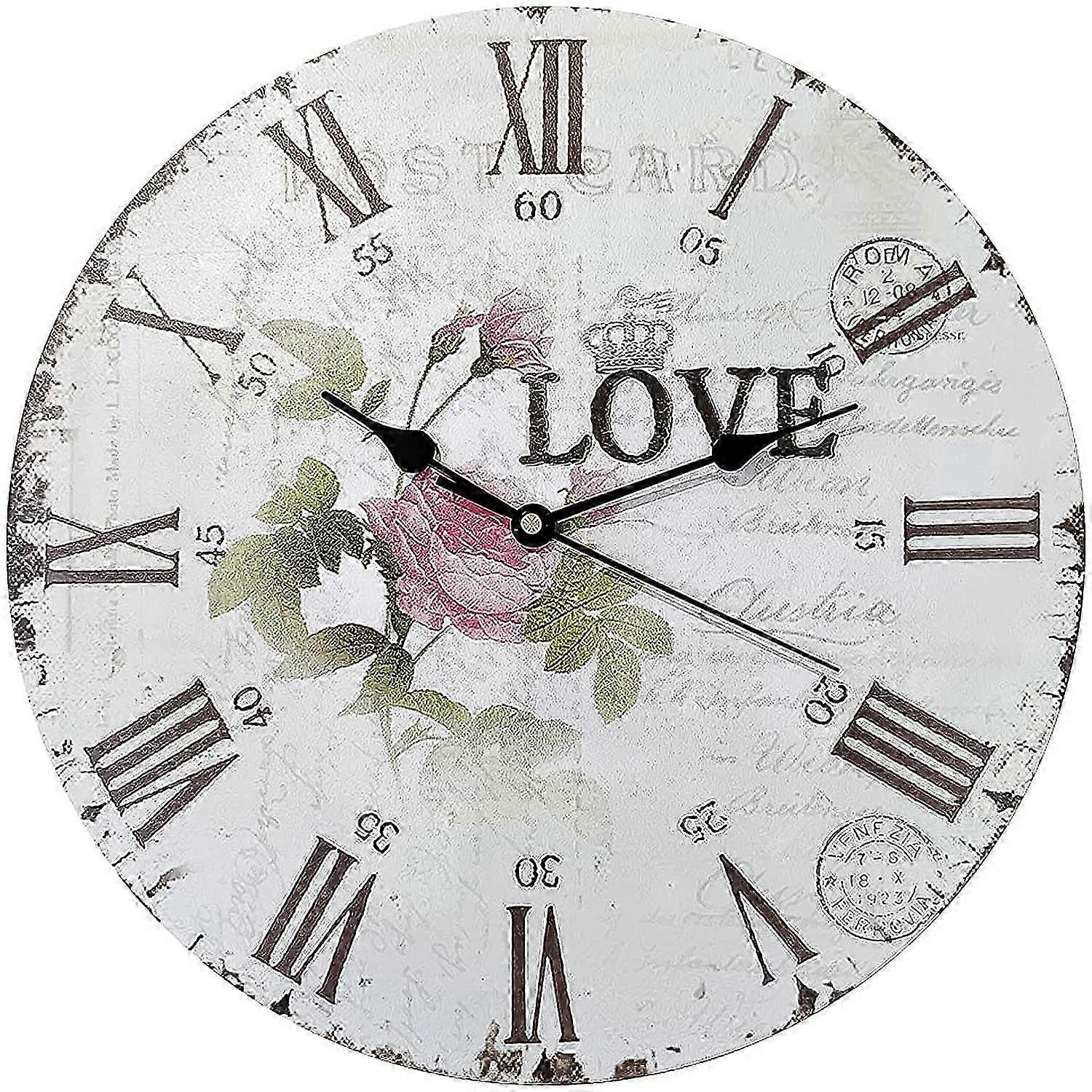 Träväggklocka, 30cm Vintage Klocka, Modern Design Väggklocka, Stor väggklocka, Tyst väggklocka