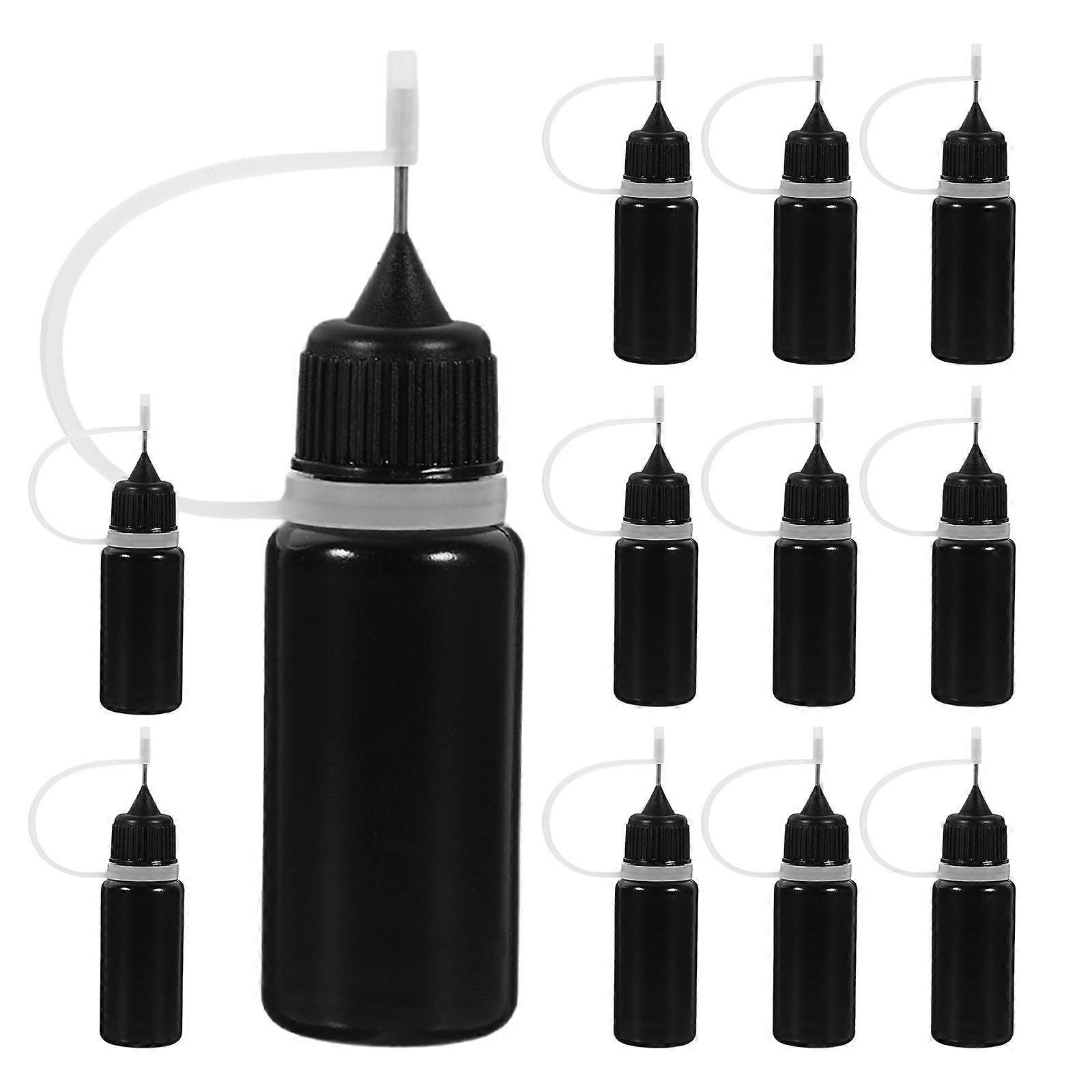 12pcs Precision Tip Applicator Bottles - 10ml Needle Tip Empty Applicator - Glue Squeeze Bottle for Paint Quilling Craft Black