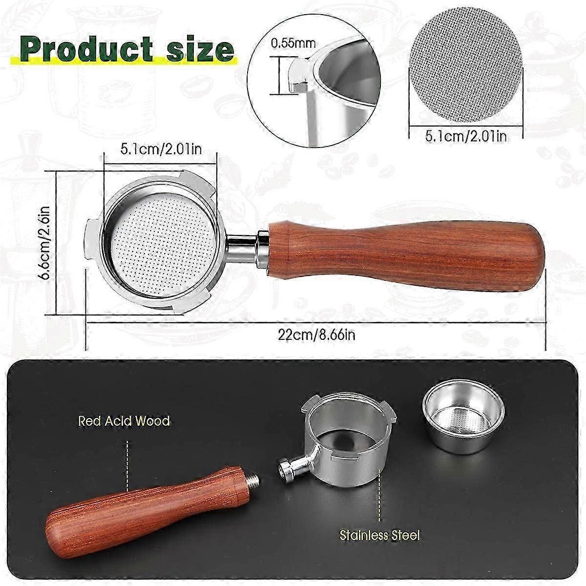 Portafilter 51 mm for Dedica EC680/EC685 Coffee Machine, Bottomless Portafilter with Filter Baskets