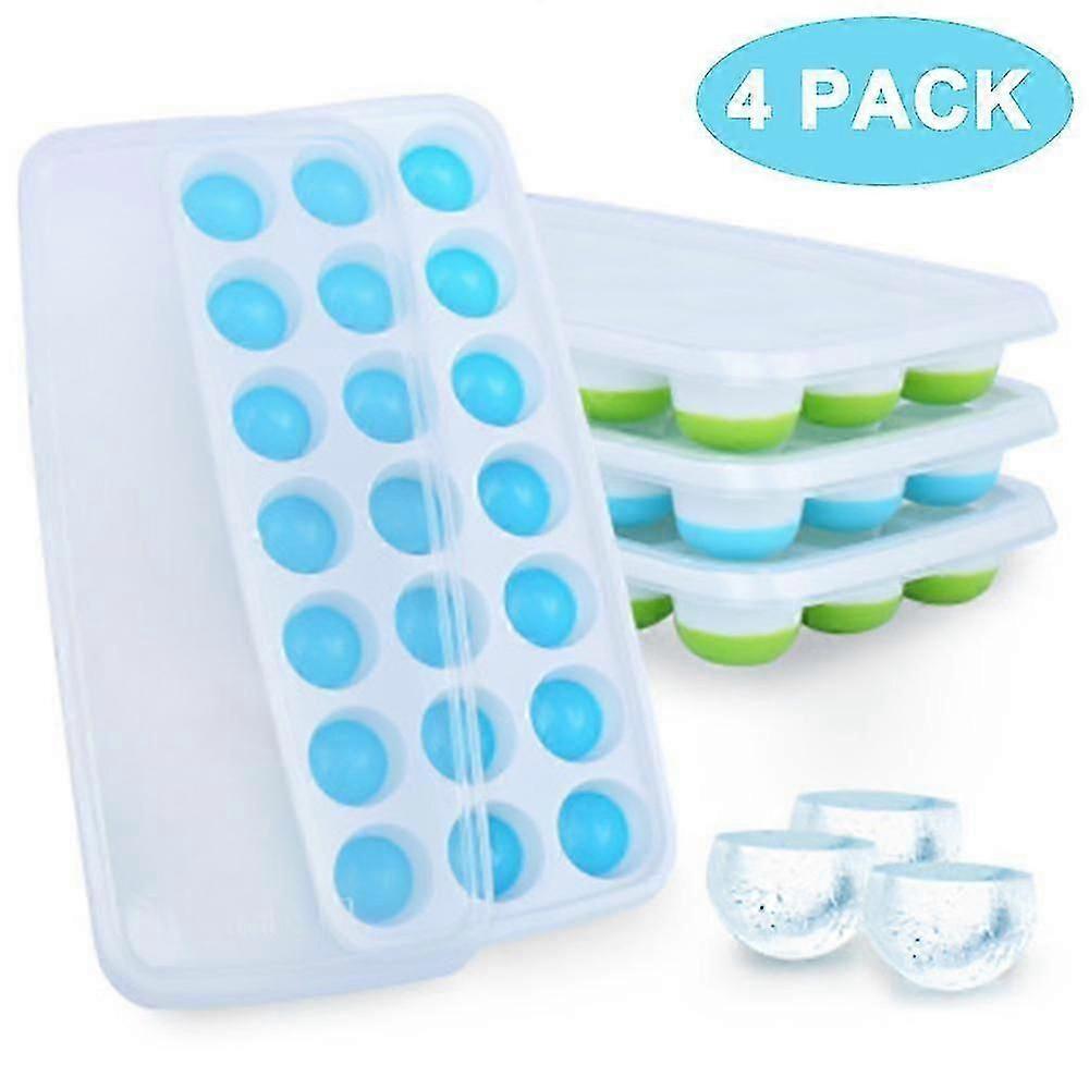 Silicone Ice Cube Mold 4 Pieces, Ice Cube Mold With Lid & Clip Ice Tray Ice Cube, Bpa-free, Ice Cube Container Ice Cube Tray Hr