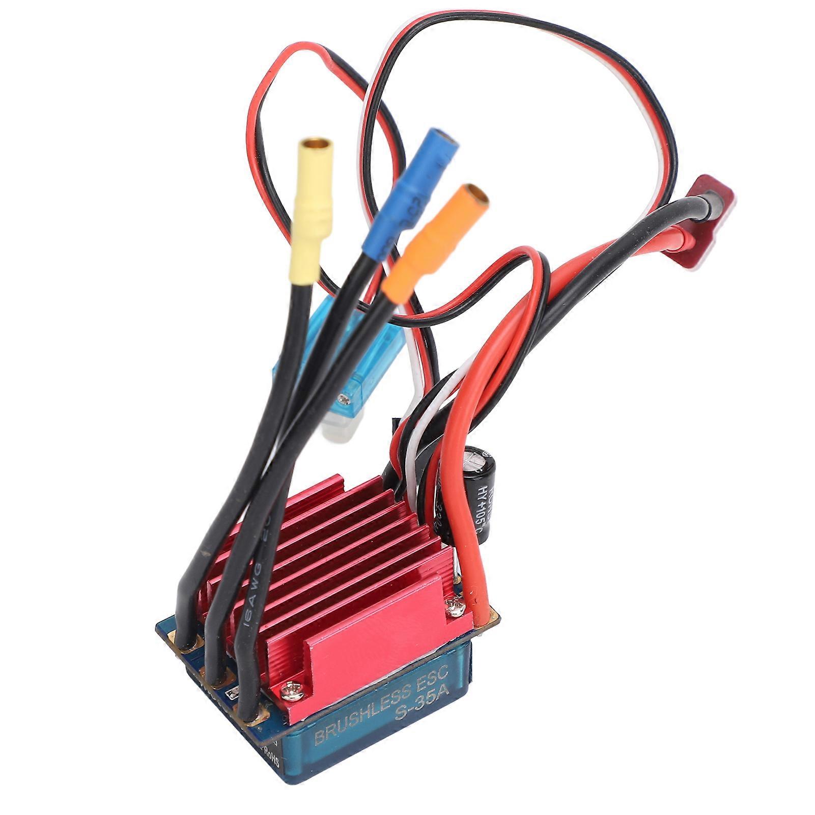 RC Brushless ESC Waterproof Sensorless Electric Speed Controller for 1/16 1/18 RC Cars Boats 35A 