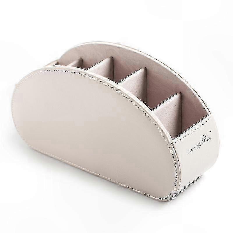 Leather Desk Organizer with 5 Grids for Remote Controls Storage and Home Office Use