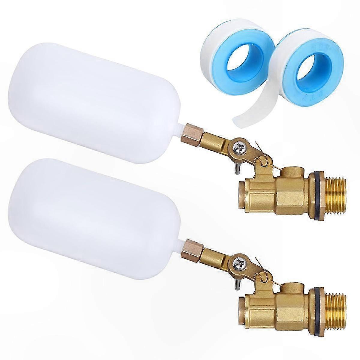 2 Pack 1/2 Inch Brass Water Float Valve with Adjustable Arm for Automatic Tank Filling