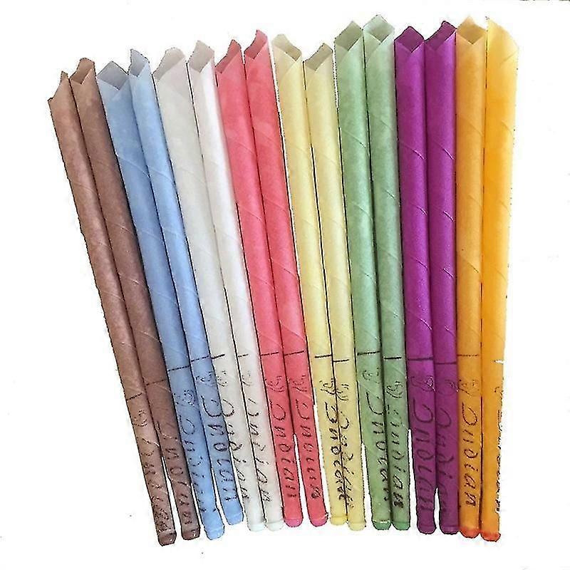 24pcs الشموع الأذن الطبيعية، شمع العسل هولو مخروط Candling غير سامة