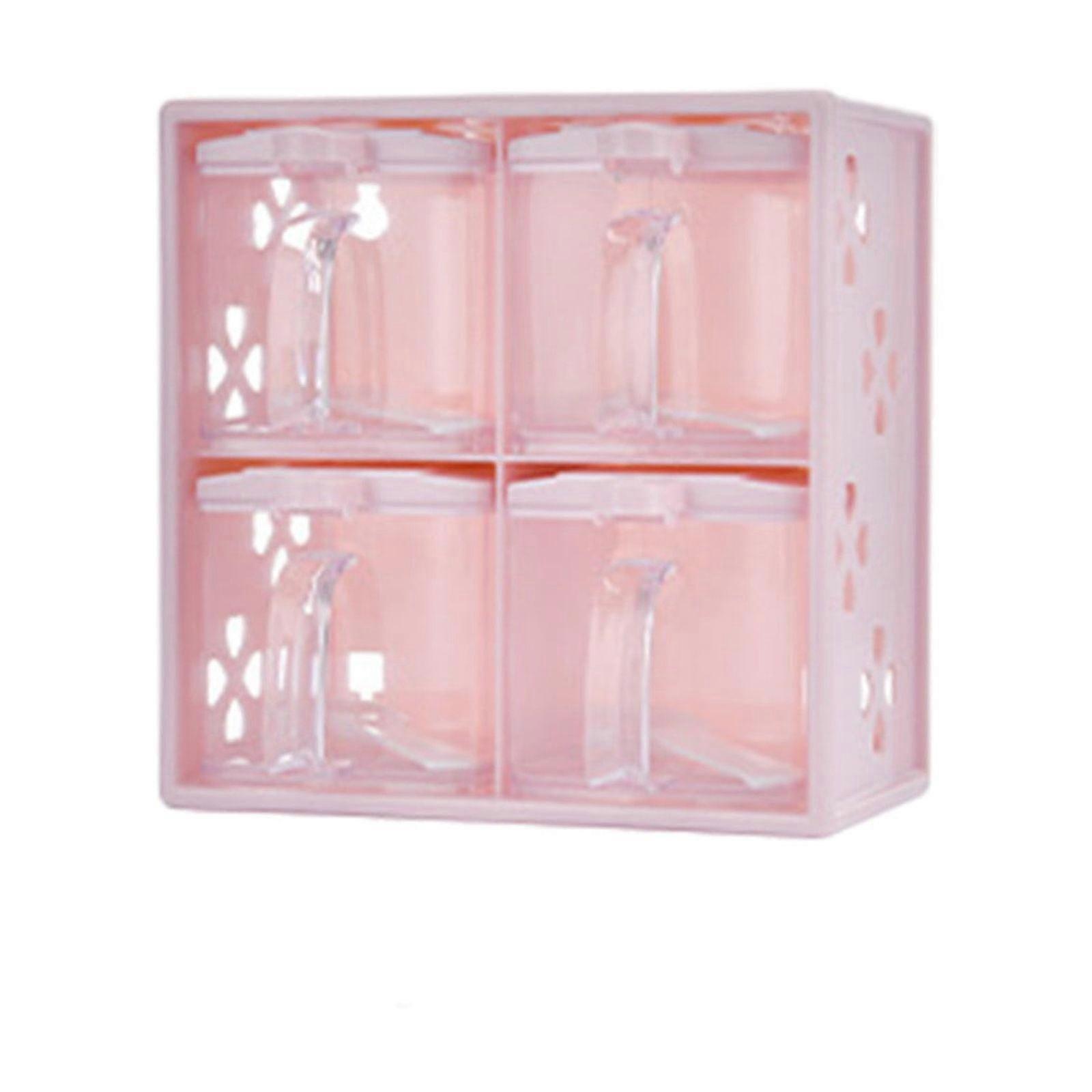 Zeceouar Transparent Seasoning Box with Handle & Spoon, Storage Container Rack Set with Detachable Bottle, Compatible with Zeceouar