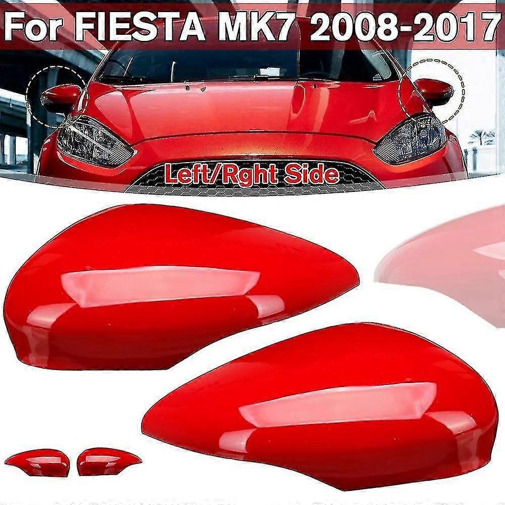 Left Wing Door Rearview Mirror Cover Side Mirror Cap Shell For Fiesta Mk7 2008-2017 Red