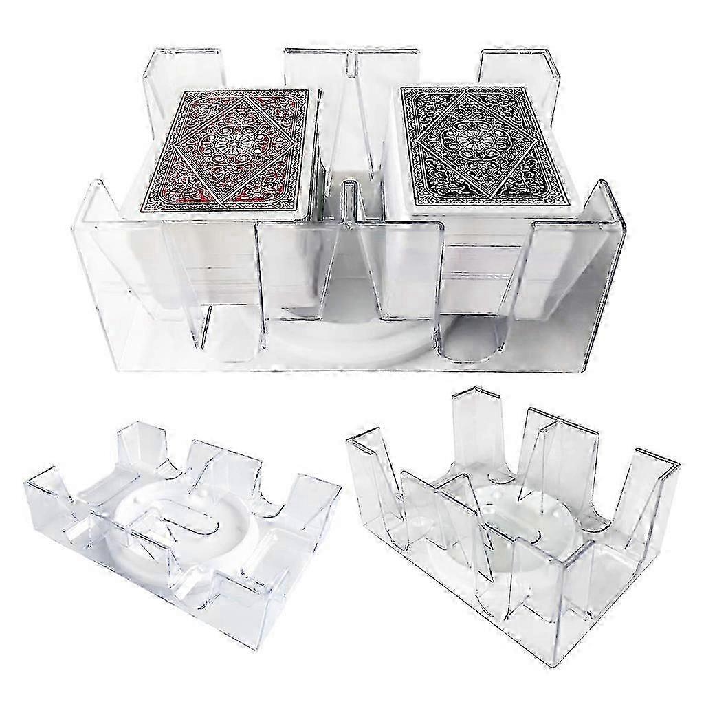 2/6 Deck Rotating Card Holder Clear Canasta Playing Card Tray Game Props