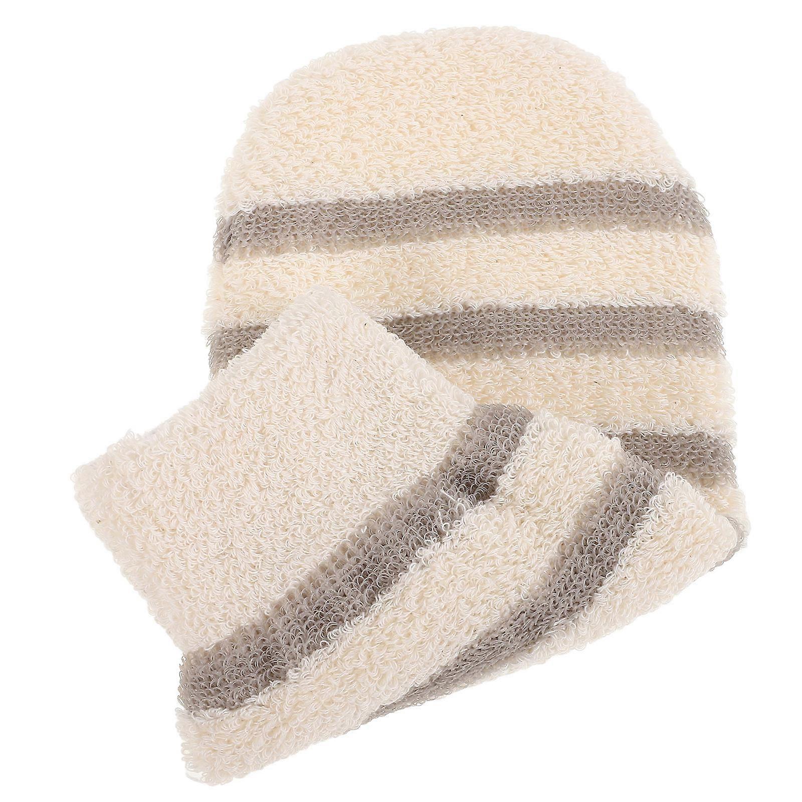 Deep Exfoliating Bath Mitts 3Pcs Exfoliating Mitt for Bathing Beige Color