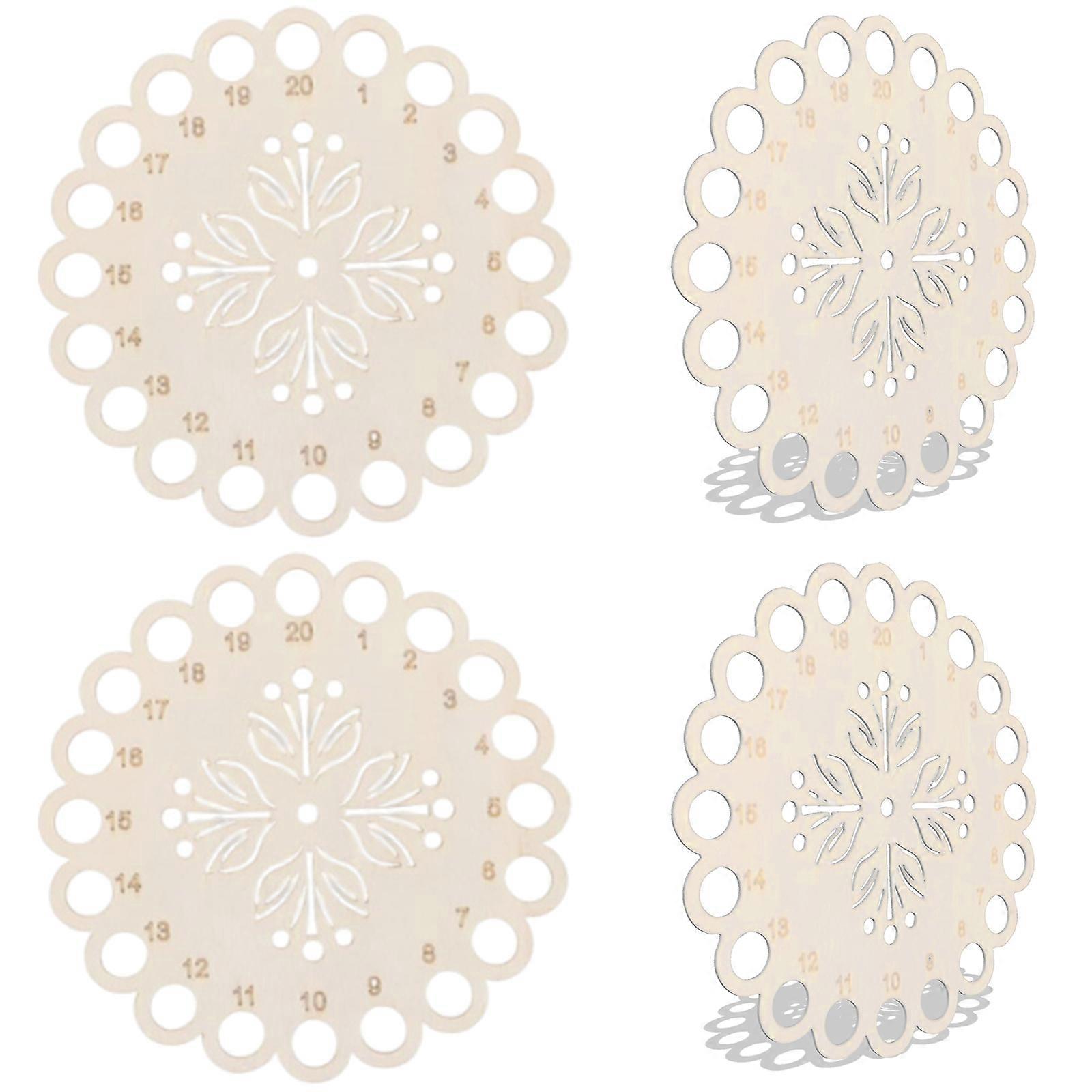 4Pieces Embroidery Thread Organiser Numbered Wood Floss Management Disc Space Saving Stitching Thread Holder For Home Multicolor