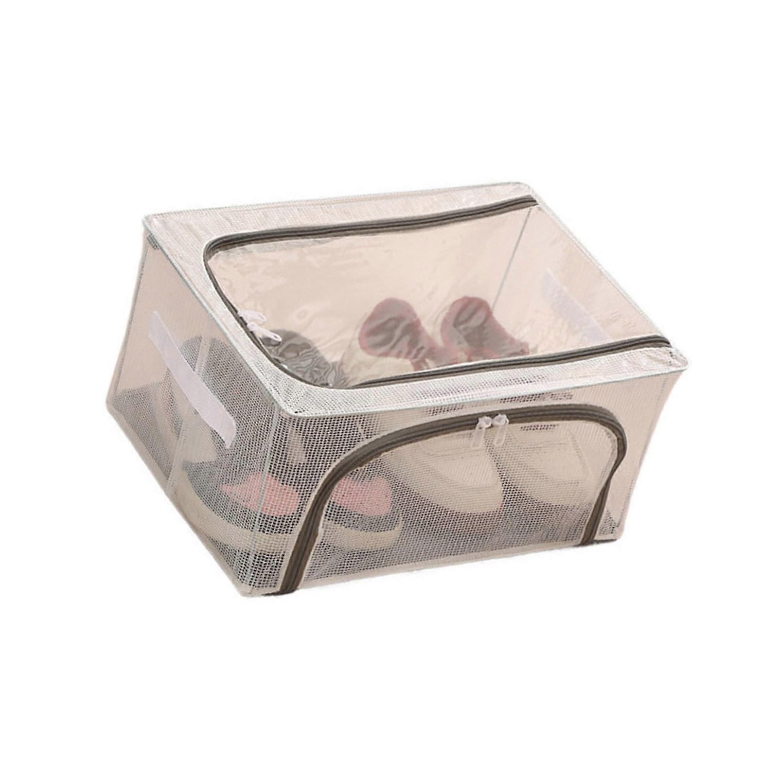 Sturdy Mesh Fabric Shoe Box With Steel Frame Foldable Without Tools Need Visible Designs Space Saving Solution  S
