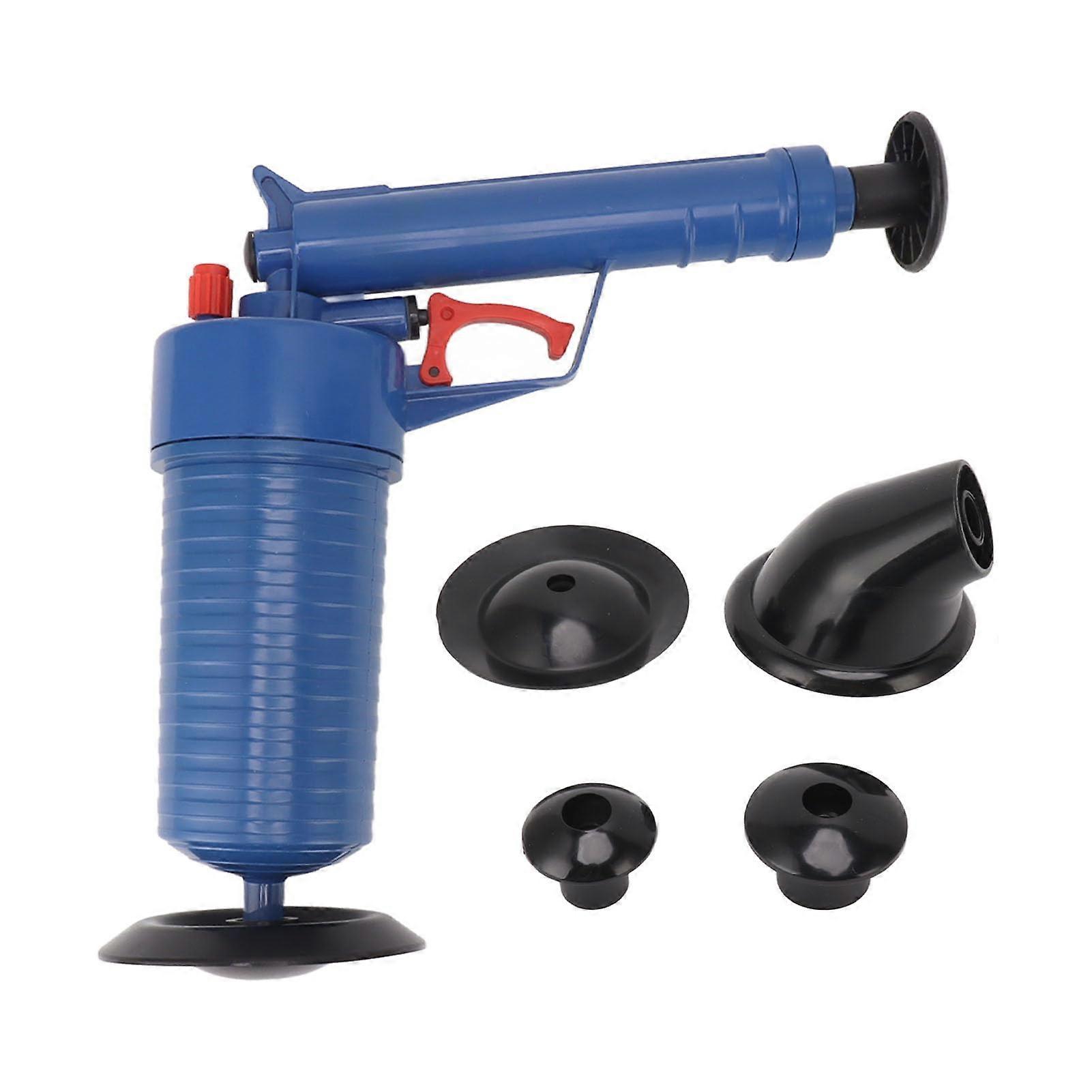 Drain Air Plunger Gun with 4 Sized Suction Cups for Sink, Bathtub, Toilet and Pipe Clog Removal