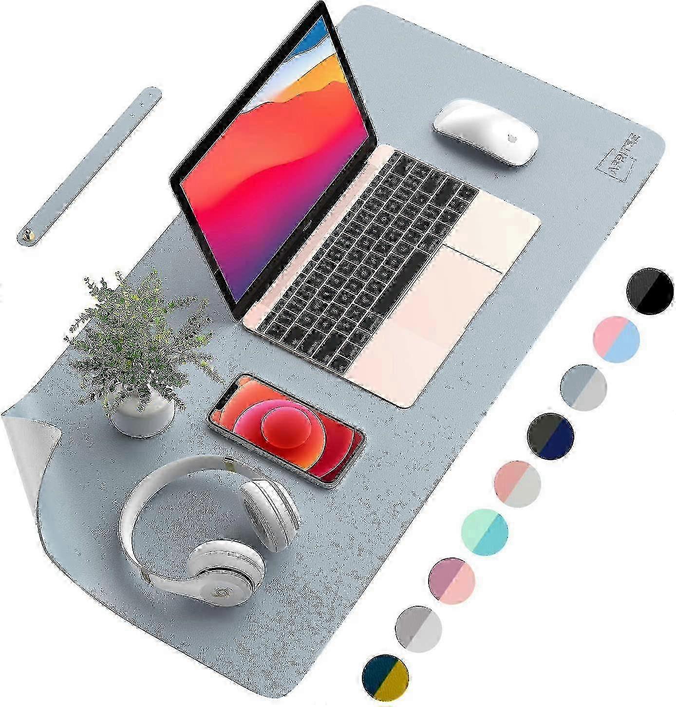 Sunrain Desk Pad Protector Mat - Dual Side Pu Leather Desk Mat Large