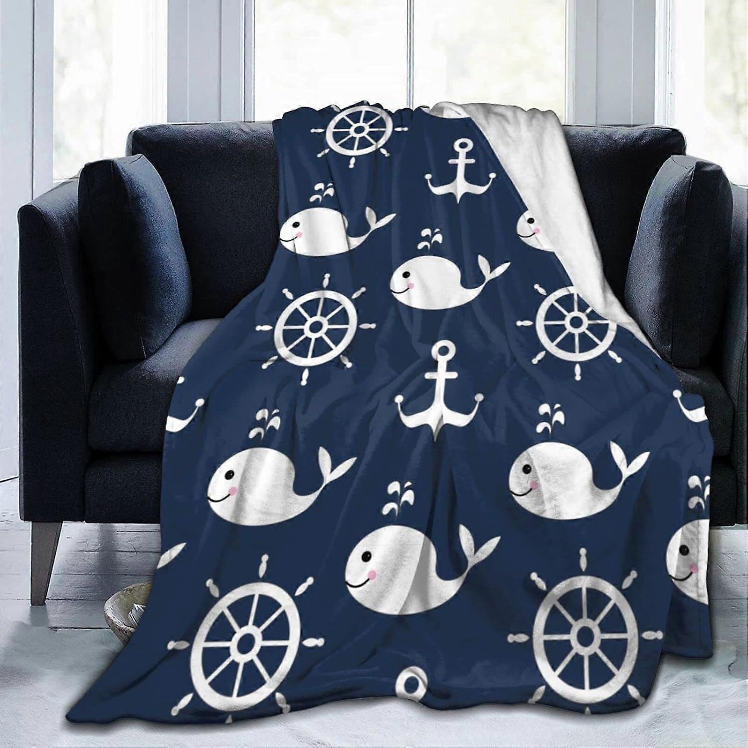 Mjuk filt Valar och ankare Plädfiltar Flanell Ultramjuka filtar Slitstarka antistatiska tvättbara filtar för säng -nbvcx107