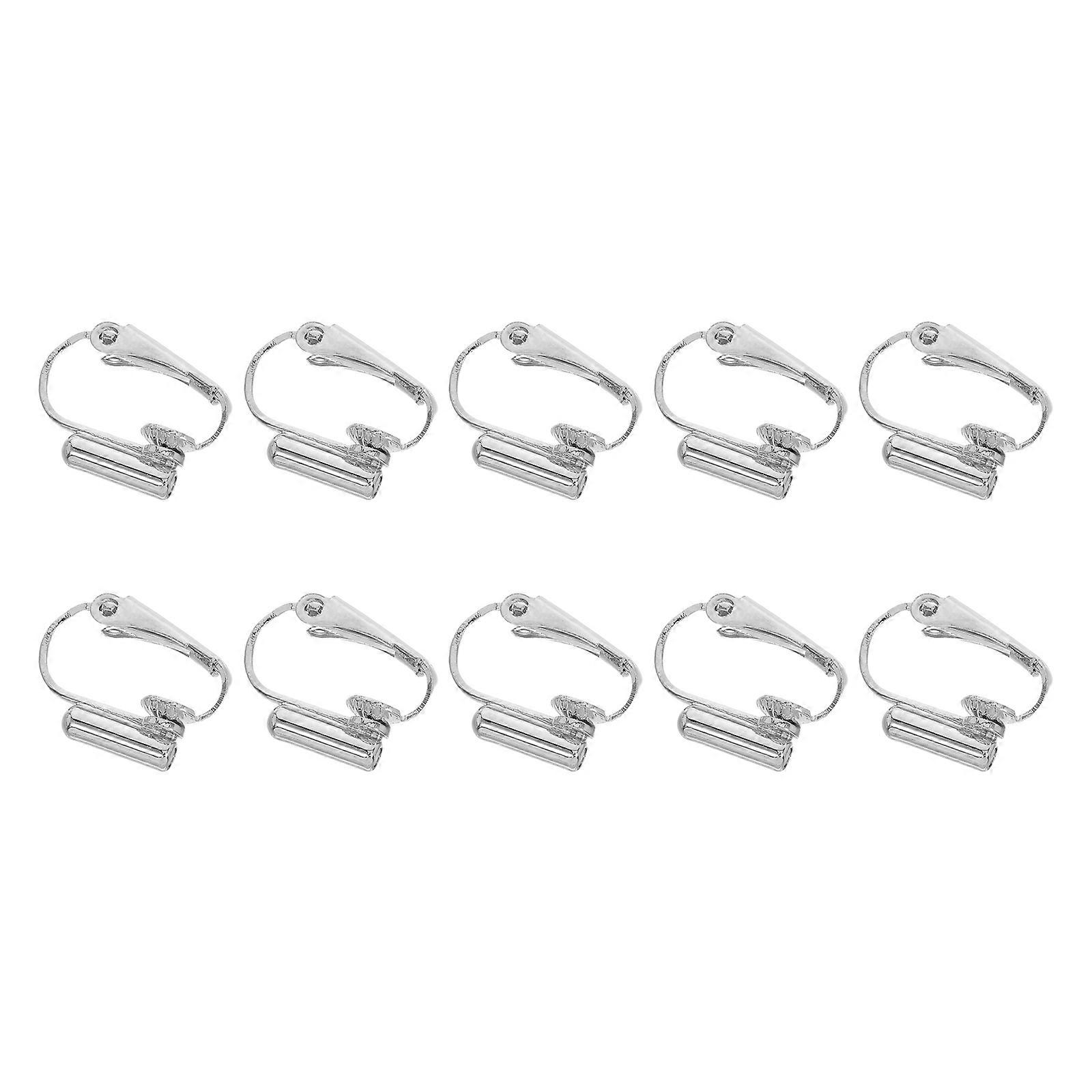 Ear Clip Converter Adjustable 10Pcs Clip Adapter for Earring Silver