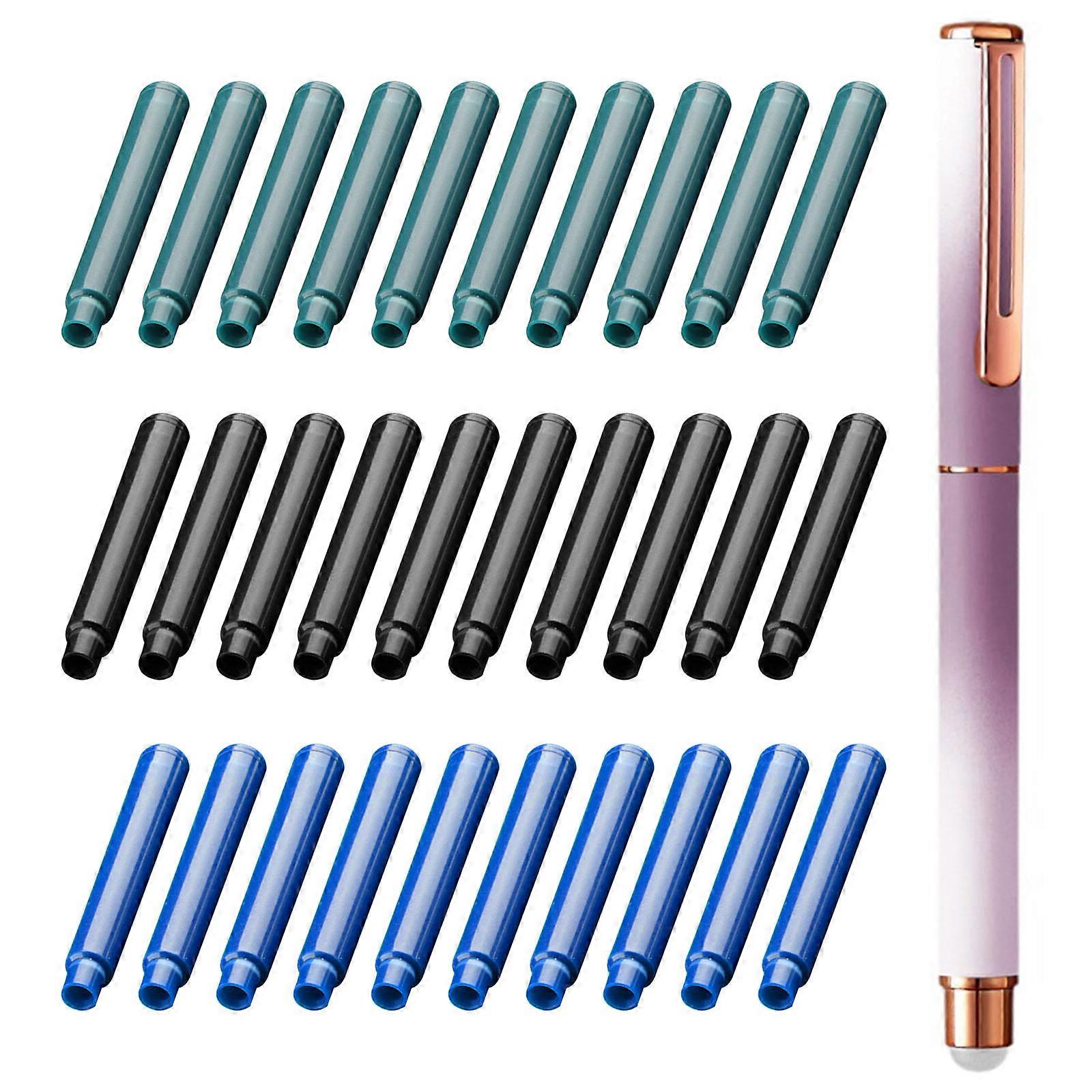 Fountain Pen and 30 Inks Cartridges Set 0.38mm Tip Smooth to Write Erasable for Student Adult Beginner Handwriting Tool  Purple