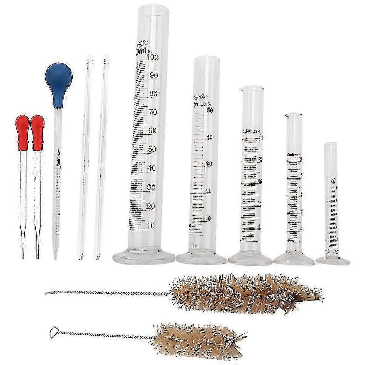 Graduated Cylinder Set,Borosilicate Glass Measuring Cylinders in with Pipettes/Stirring Rods/Clean Brush jn