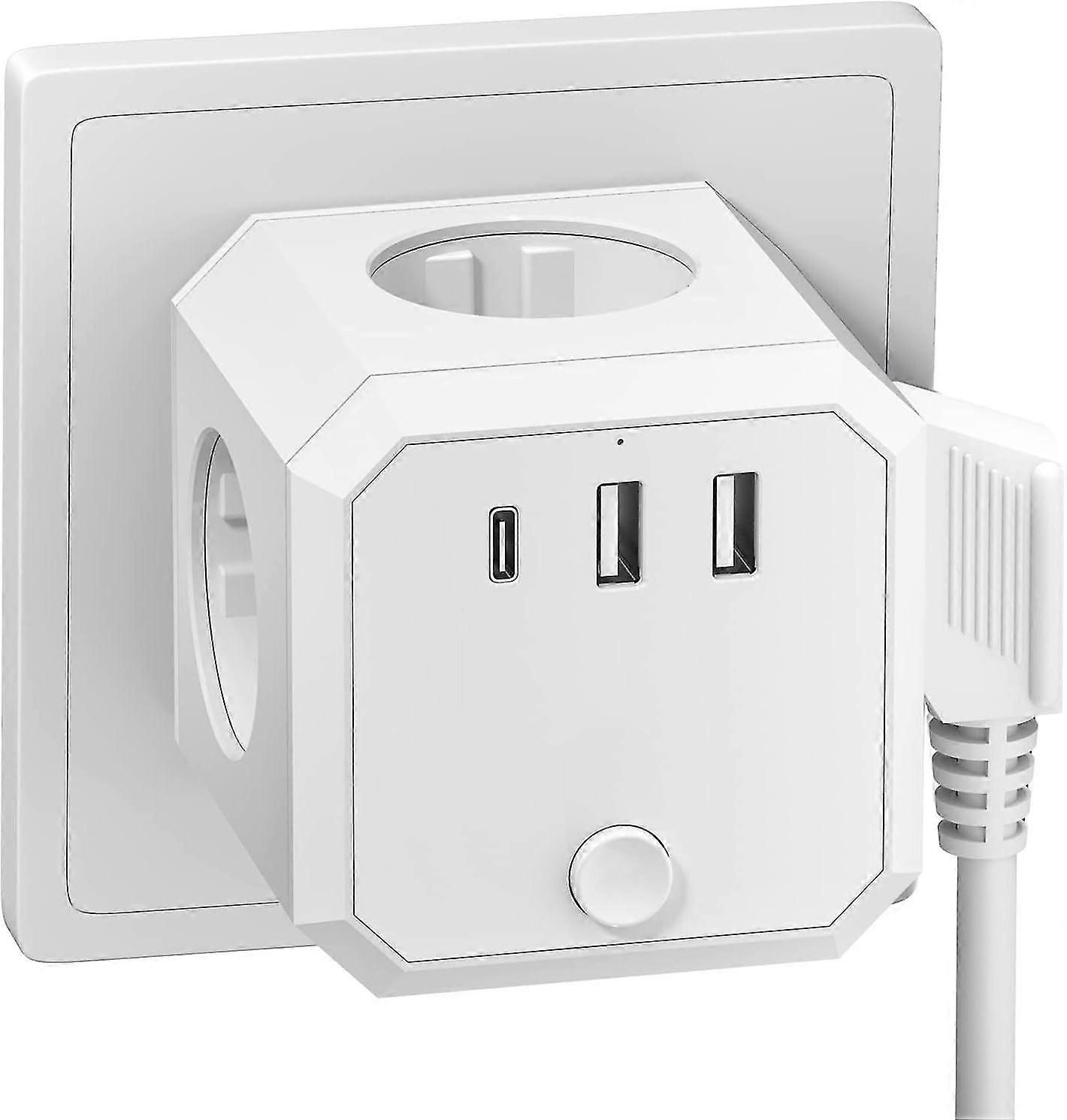 Cube socket cube, multiple plug without cable, socket cube with with switch, 4 compartment multiple socket with , multiple plug Portable practical f