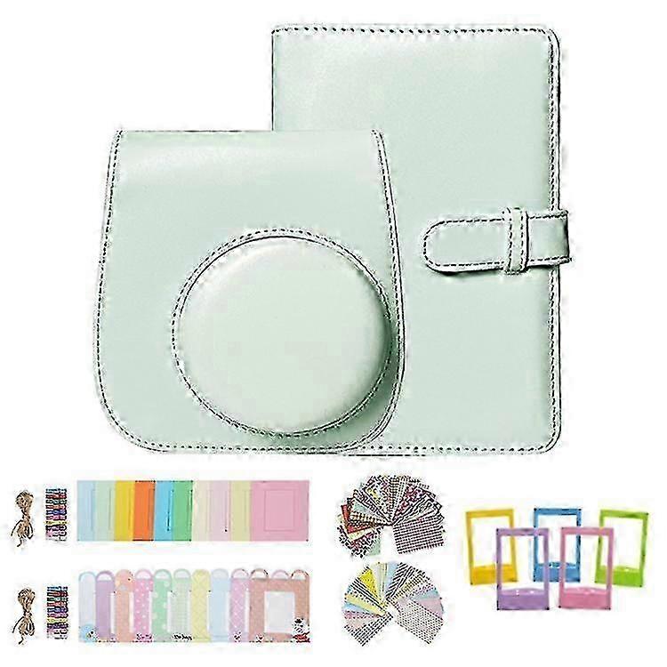 Compatible For FujiFilm Instax Mini 12 / 11 / 9 / 8 Camera Accessories 7-in-1 Bundle Kit Include Case, Film Stickers, Desk Frames,