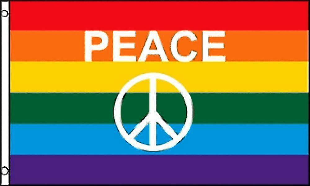 Rainbow Peace Sign Flag Mode A-3855