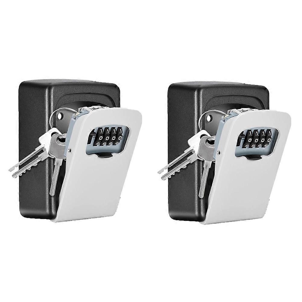 Key Lock Box Wall Mounted, 4 Digit Combination Lockbox for Outside 5 Keys Capacity(Gray, 2 Pack)