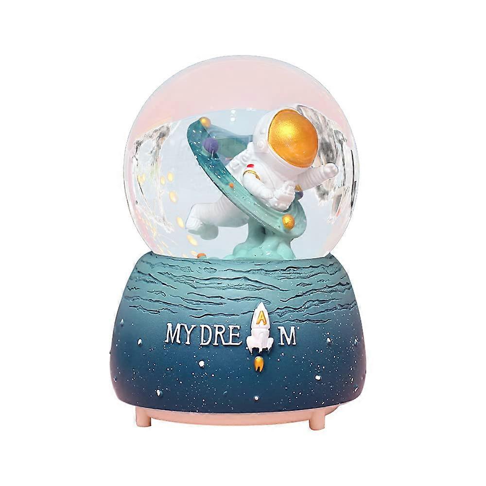 Astronaut Musical Snow Globe with Colorful Lights and Automatic Snowflakes, 100mm Resin Table Decor for Home