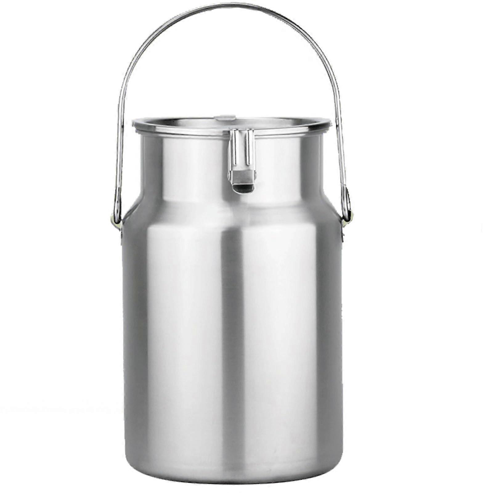 Milk Can with Sealed Lid and Handle, 5L Stainless Steel Bucket for Wine, Milk, Liquid Storage