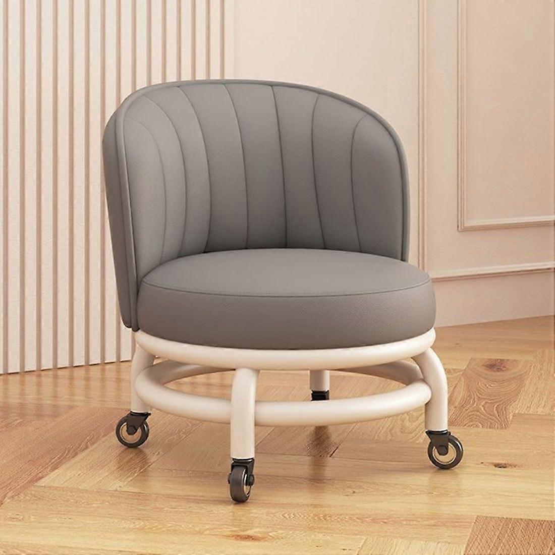 Rolling Stool with Back Support, 360° Swivel, Wide Padded Seat for Office, Garden, Massage, Garage (Color D)