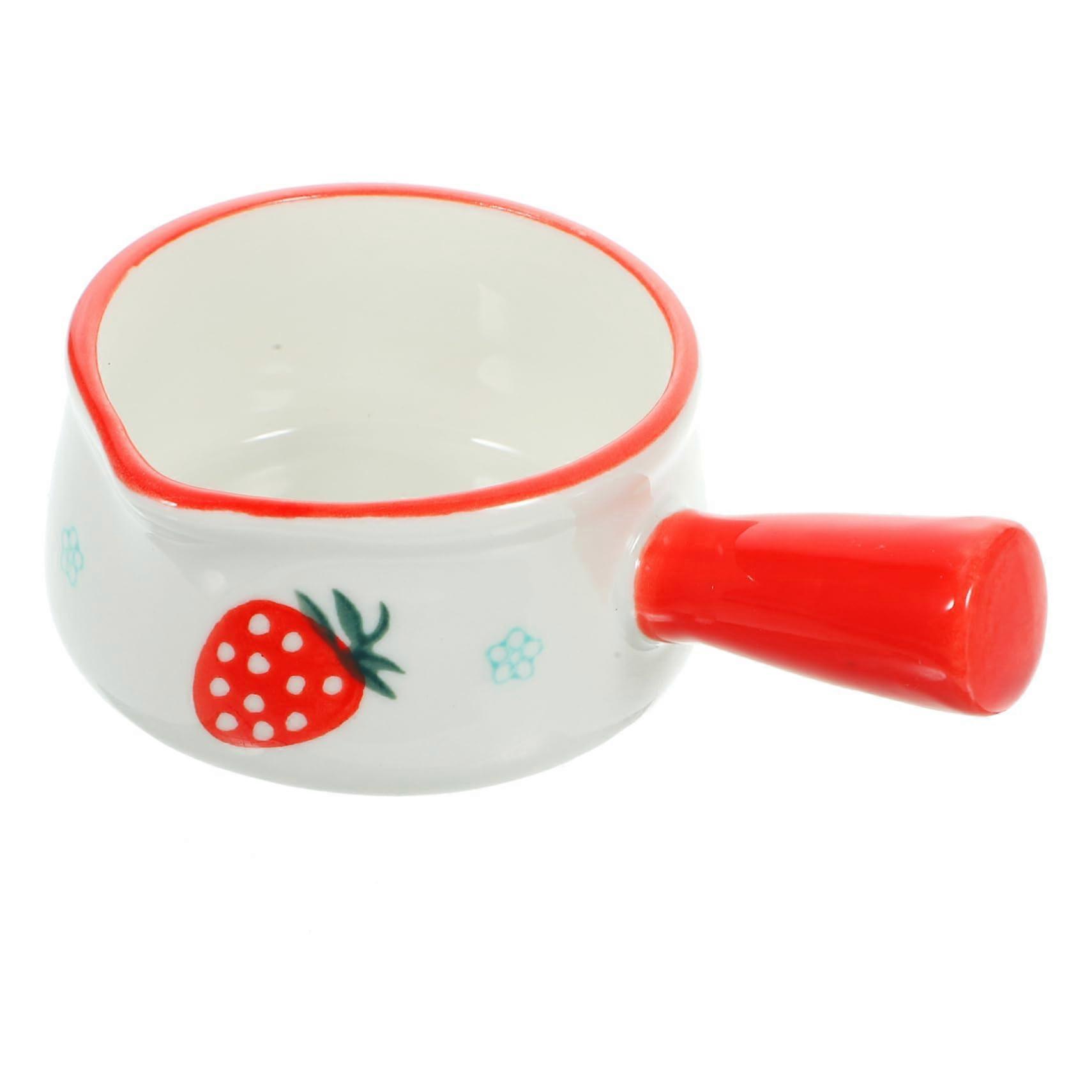 Ceramic Sauce Cup with Smooth Pouring Design, Nonstick Mini Pot for Milk, Sauce, Condiments