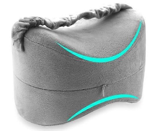 Memory Foam Knee Pillow for Side Sleepers, Ergonomic Contoured Design, Leg and Spine Support, Grey