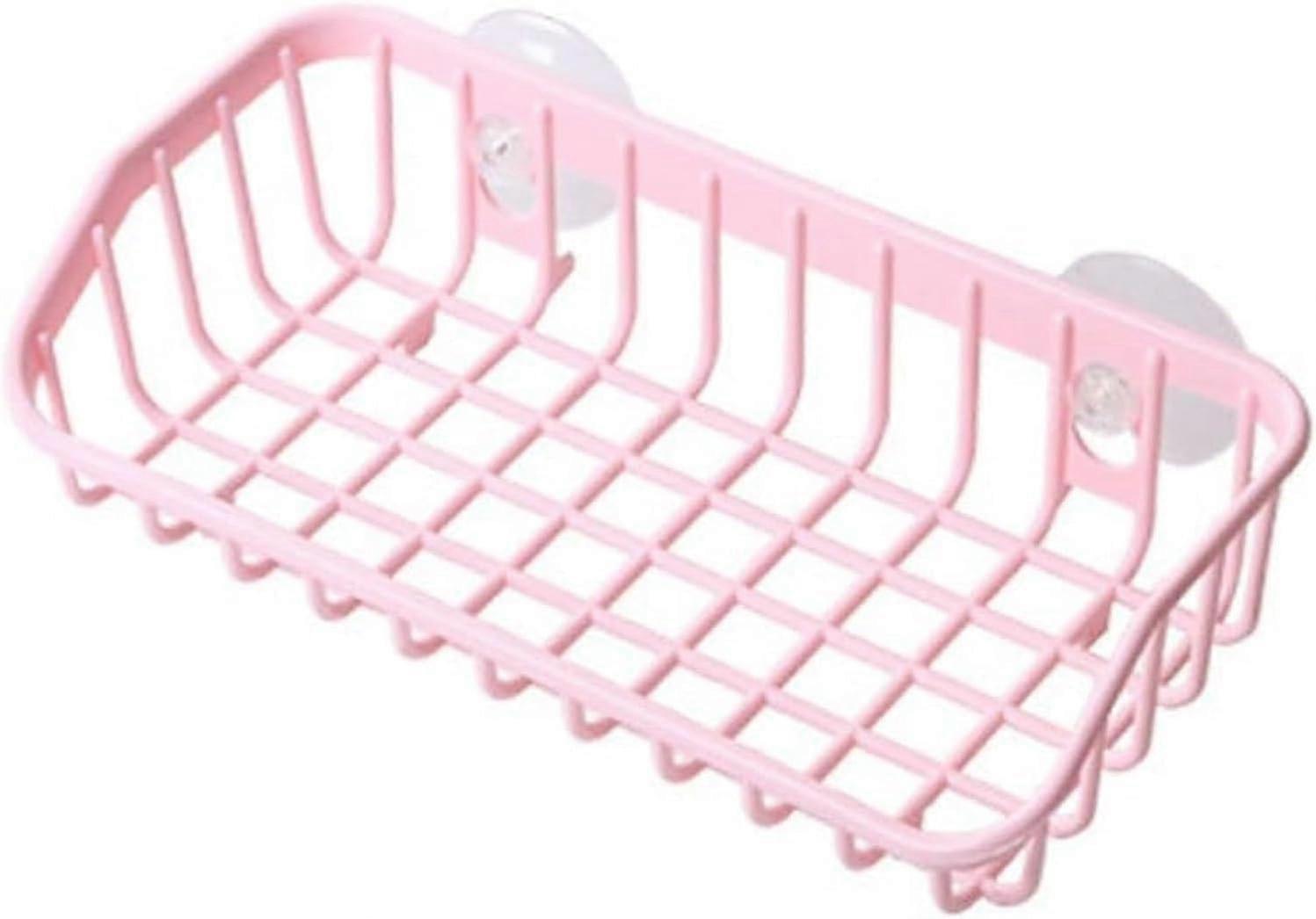 Pink Sink Caddy with Suction Cup, Kitchen Sink Organizer with Fast Drainage for Sponges and Soap