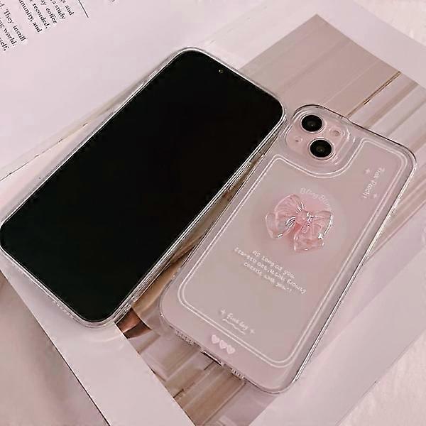 Compatible with iPhone Case, Cute 3D Pink Bowknot Slim Transparent Glitter Protective Case for compatible with iPhone 12 Pro Max