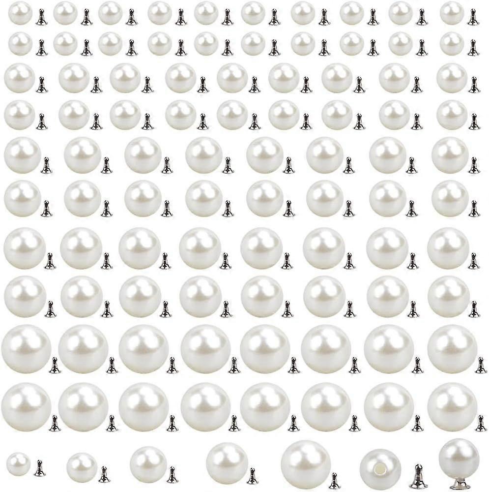1 Box 100 Sets Button Replacement No Sew Decorative Pearl Buttons Detachable Reusable Artificial Pearl Fixed Pins Adjustable Sweater Buttons for Cloth