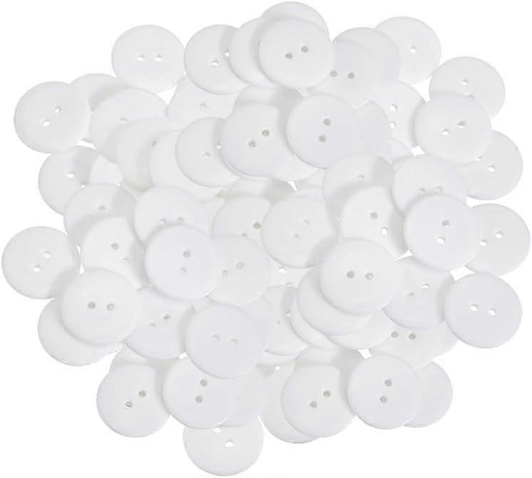 80Pcs Buttons 2-Hole Flat Round White 25x3mm Hole 2.5mm
