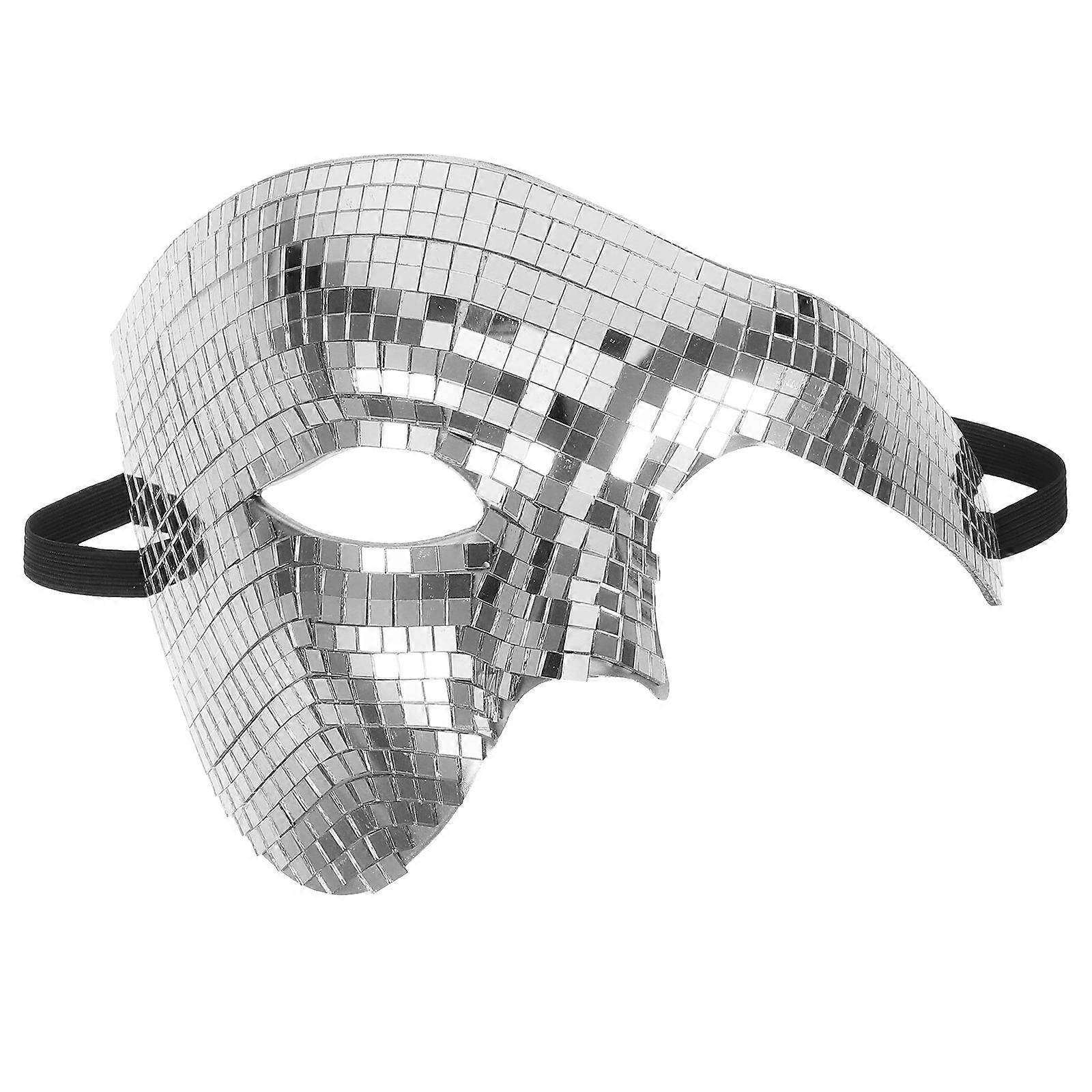 Disco Mask Silver Half Face Glitter Mask for Party
