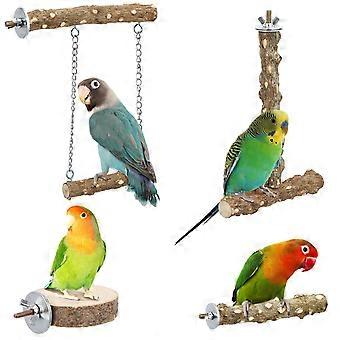 Bird Perches Wood Platform for Cage 4Pcs Swing Toy for Cockatiels