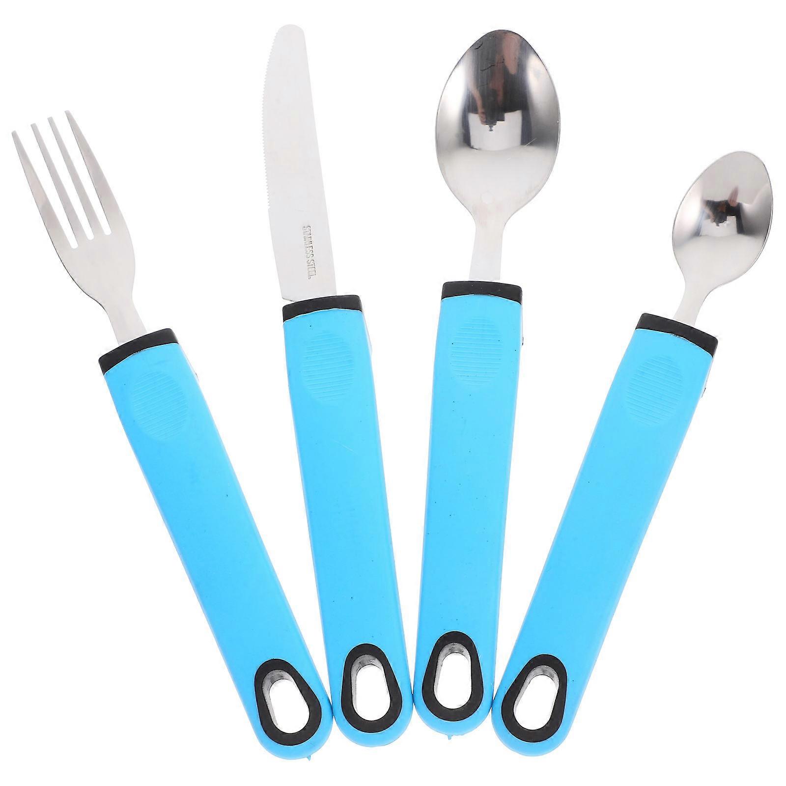 1 Set Adaptive Cutlery For Disabled Adults Featuring Straight Handle Design And Comfortable Grip Ideal For Mealtime