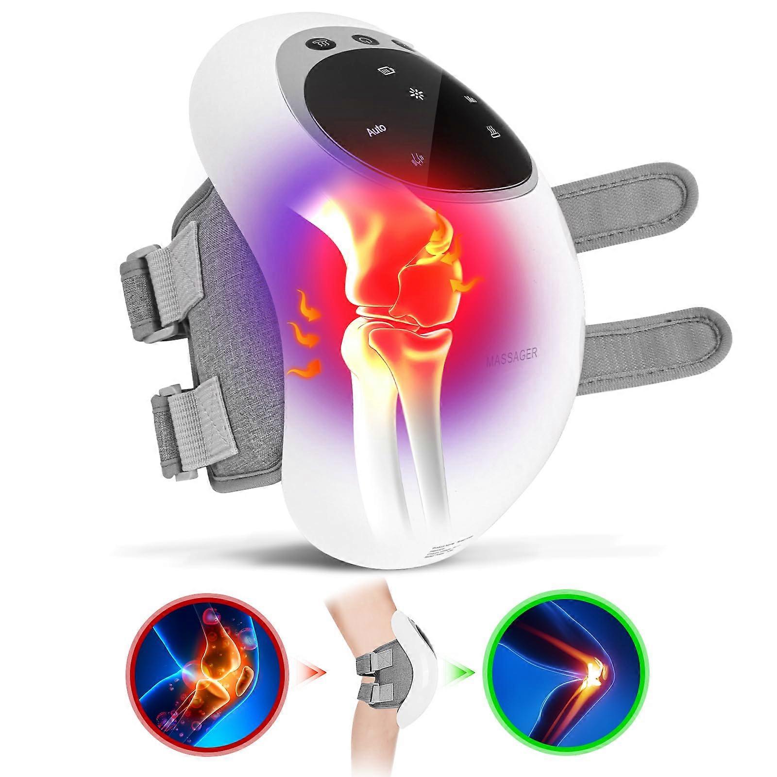 Cordless Heated Knee Massager with Infrared Heat, Vibration and LED Control for Pain Relief