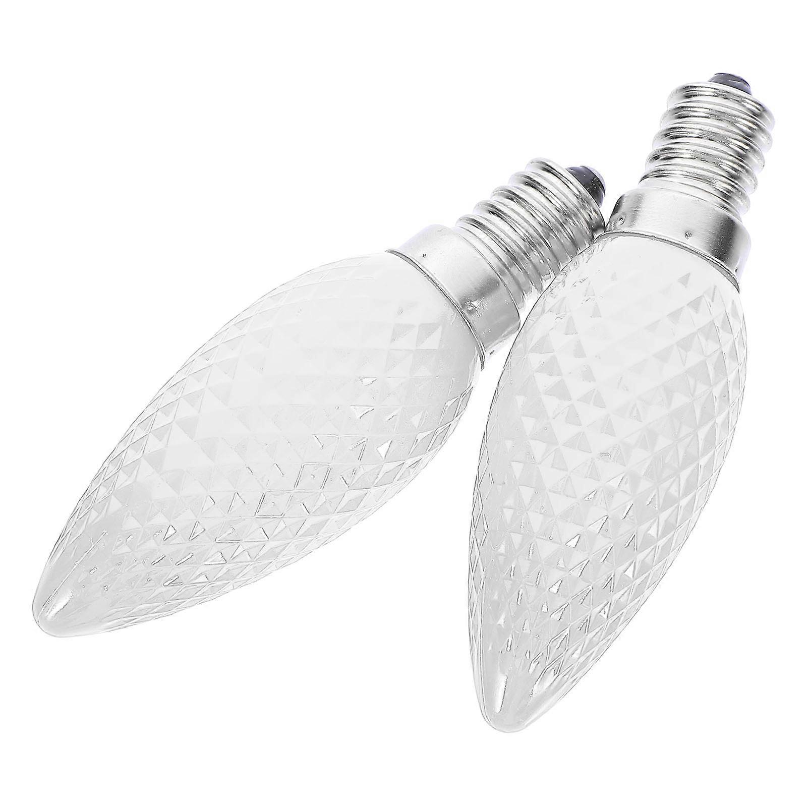 White Pattern LED Electric Candle Bulb for Decoration 2Pcs E14 Plastic