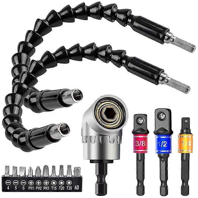 Flexible Drill Extension Hex Drill Nut Driver Bit Set, 3Pcs Universal Socket Adapter Set, Screwdriv